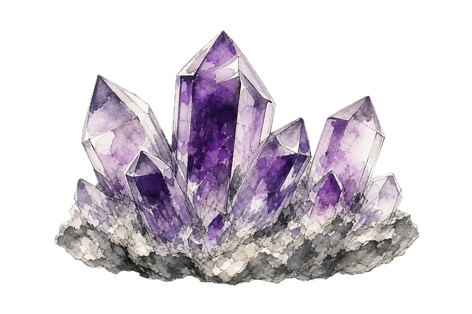 Japanese sumi-e amethyst crystal cluster